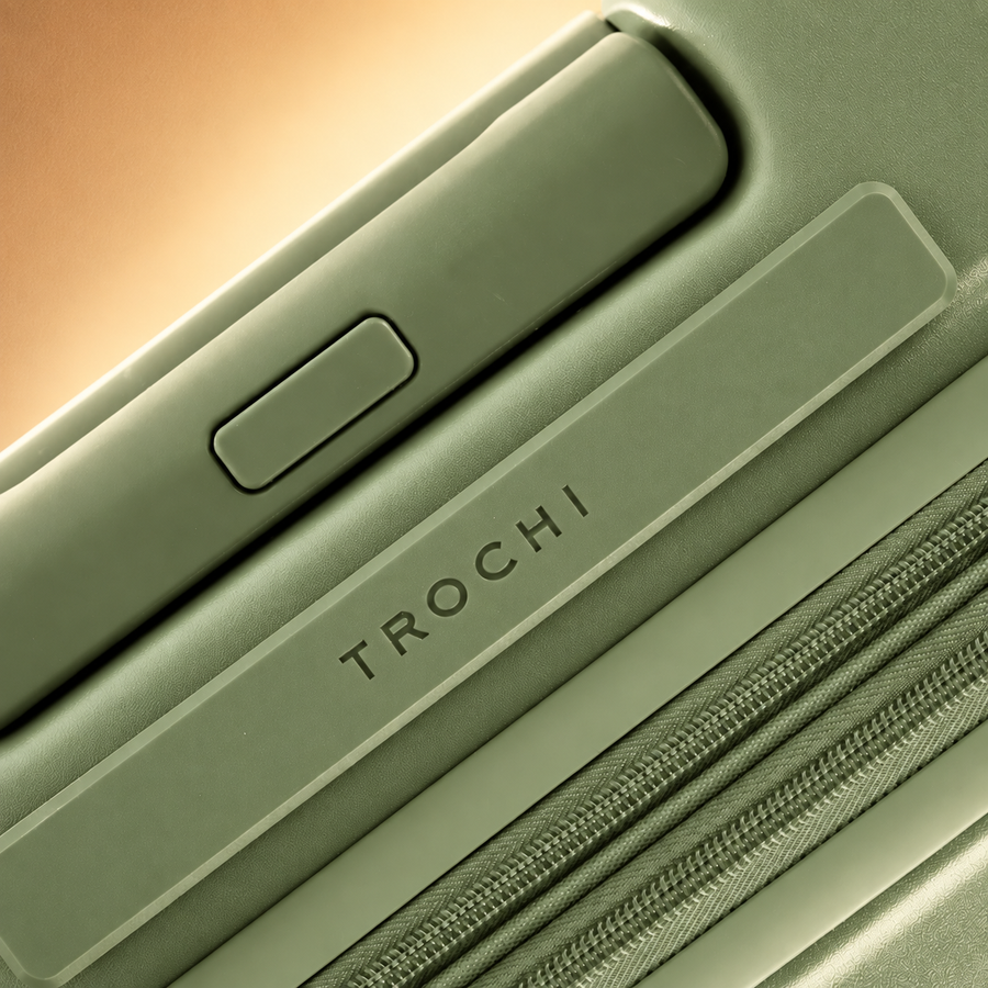 TERRY 3.0 — Matcha Green — Top handles and zipper detail