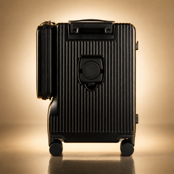 Trochi Guerilla Multi-Functional Carry-On in Black - champagne studio back view