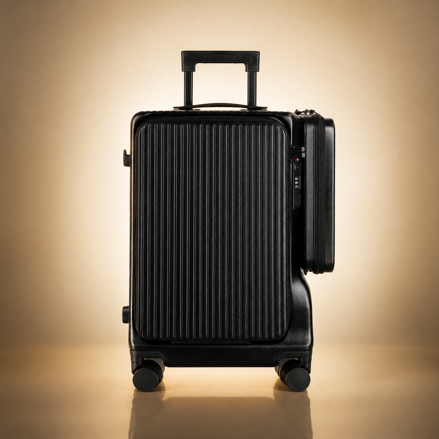 Trochi Guerilla Multi-Functional Carry-On in Black - champagne studio main view