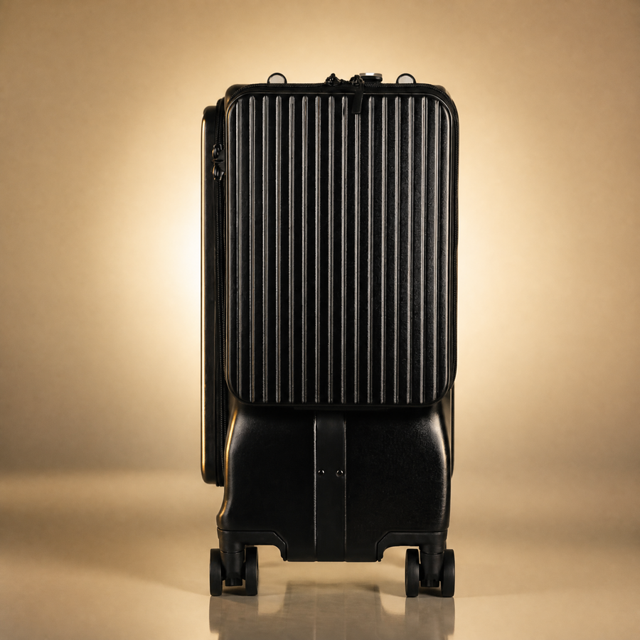 Trochi Guerilla Multi-Functional Carry-On in Black - champagne studio right side view
