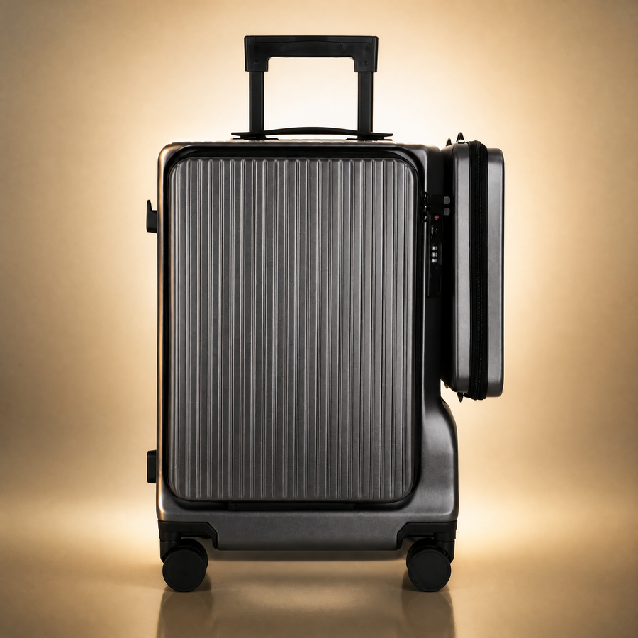 Trochi Guerilla Multi-Functional Carry-On in Gray - champagne studio main view