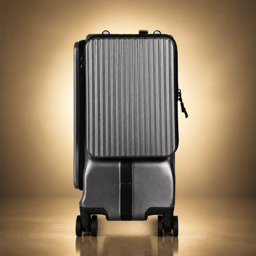 Trochi Guerilla Multi-Functional Carry-On in Gray - champagne studio right side view