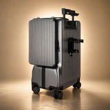 Trochi Guerilla Multi-Functional Carry-On in Gray - champagne studio side view