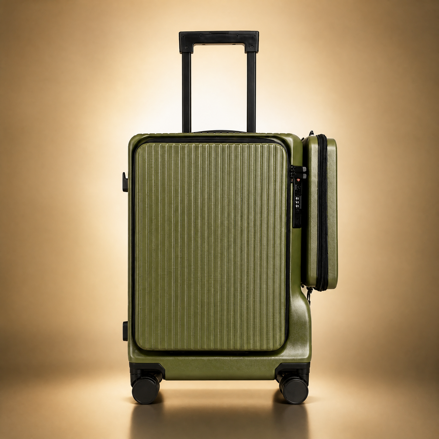 Trochi Guerilla Multi-Functional Carry-On in Green - champagne studio main view