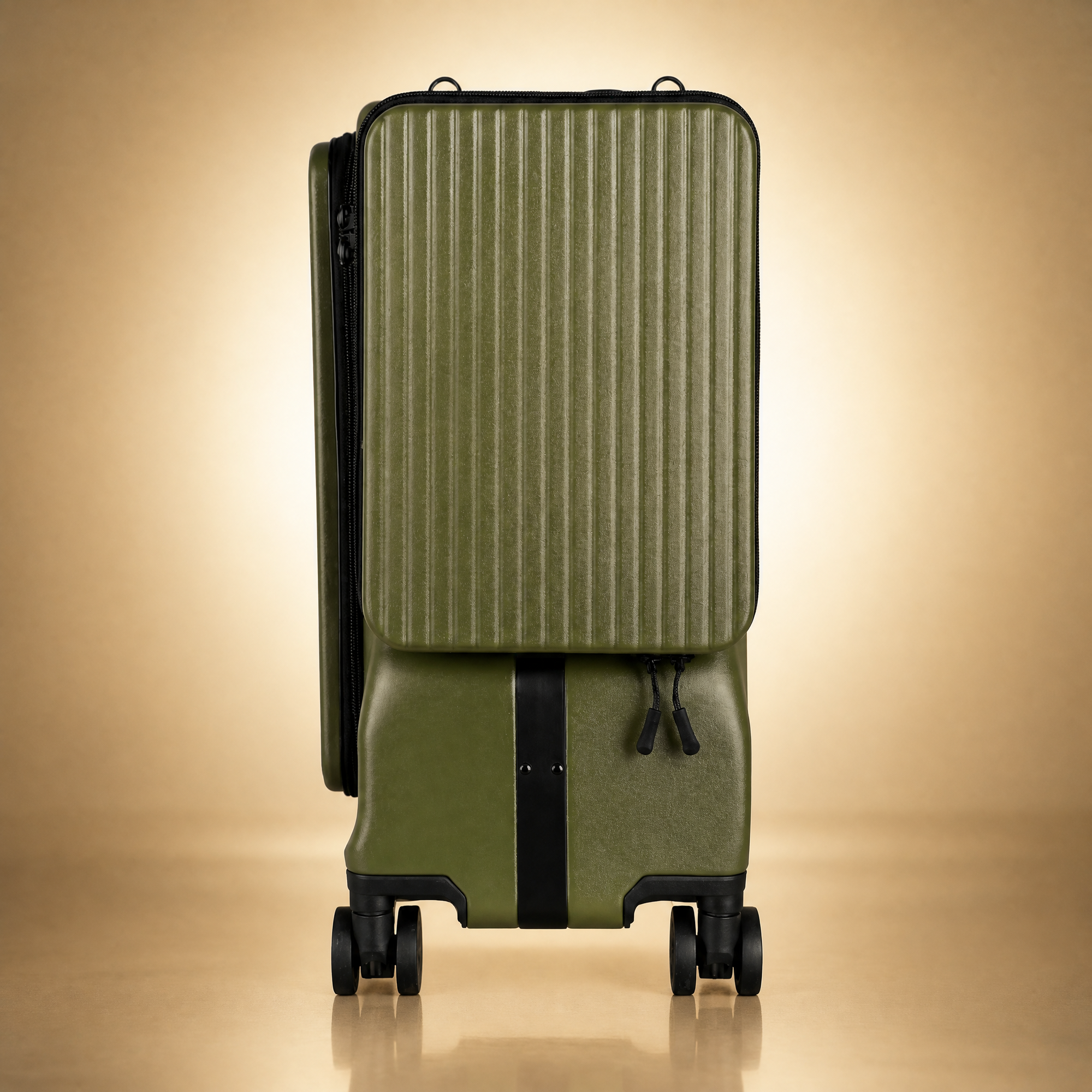 Trochi Guerilla Multi-Functional Carry-On in Green - champagne studio right side view