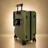Trochi Guerilla Multi-Functional Carry-On in Green - champagne studio side view
