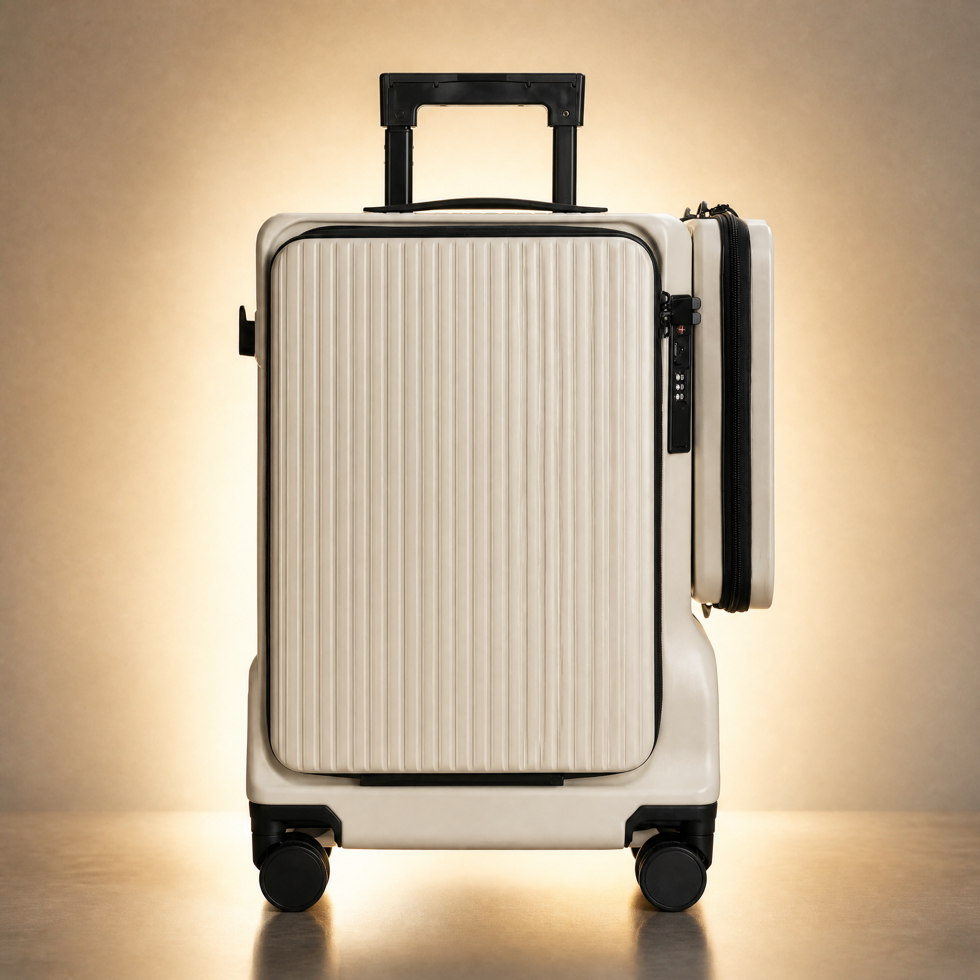 Trochi Guerilla Multi-Functional Carry-On in White - champagne studio main view