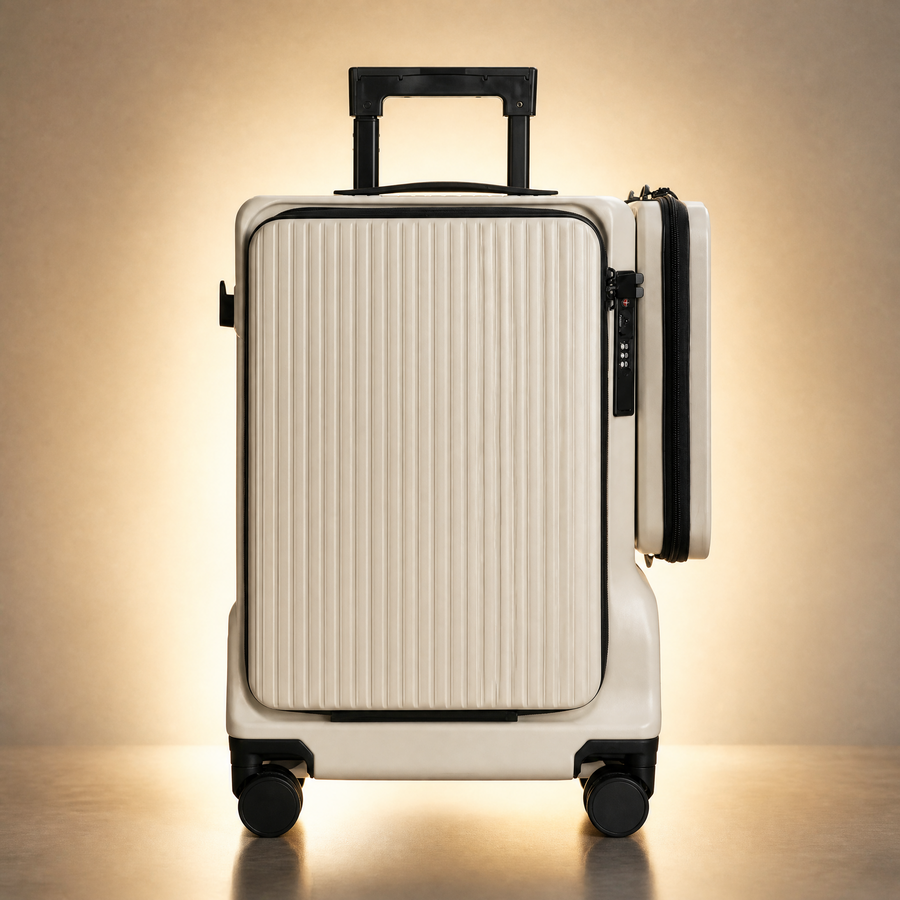 Trochi Guerilla Multi-Functional Carry-On in White - champagne studio main view