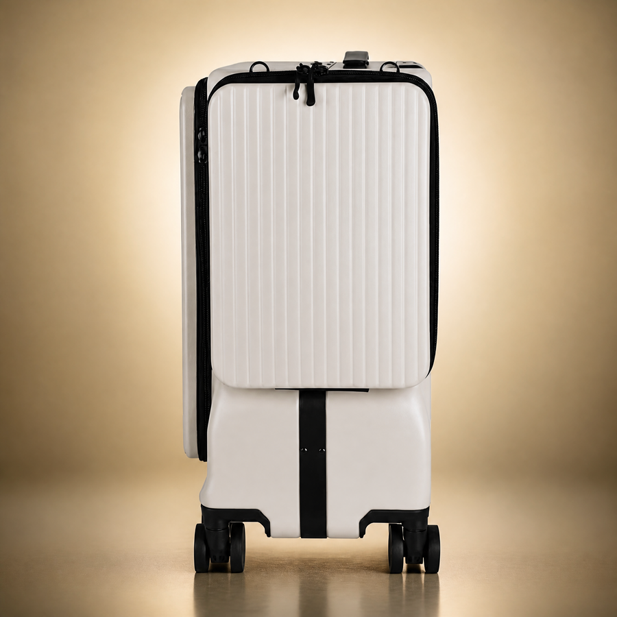 Trochi Guerilla Multi-Functional Carry-On in White - champagne studio right side view